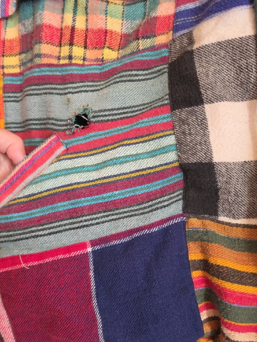 Boho Multi-Color Patchwork Hooded Jacket - Picture 6 of 10